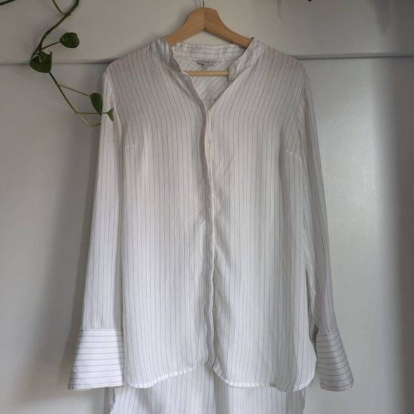 Guess White Stripped Silk Blouse M - Picture 1 of 4